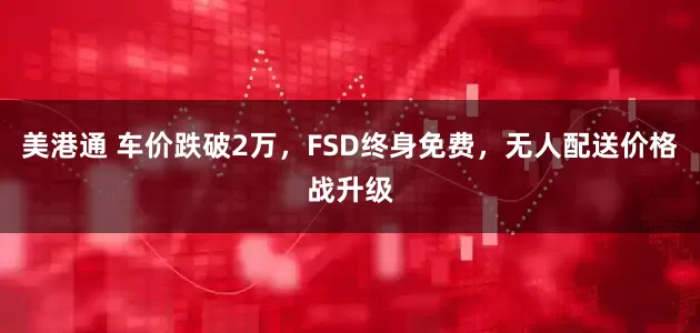 美港通 车价跌破2万，FSD终身免费，无人配送价格战升级