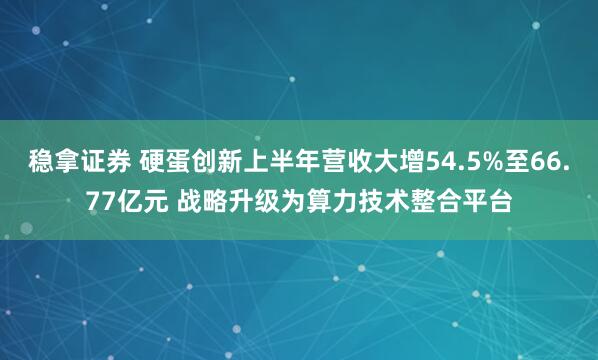 稳拿证券 硬蛋创新上半年营收大增54.5%至66.77亿元 战略升级为算力技术整合平台