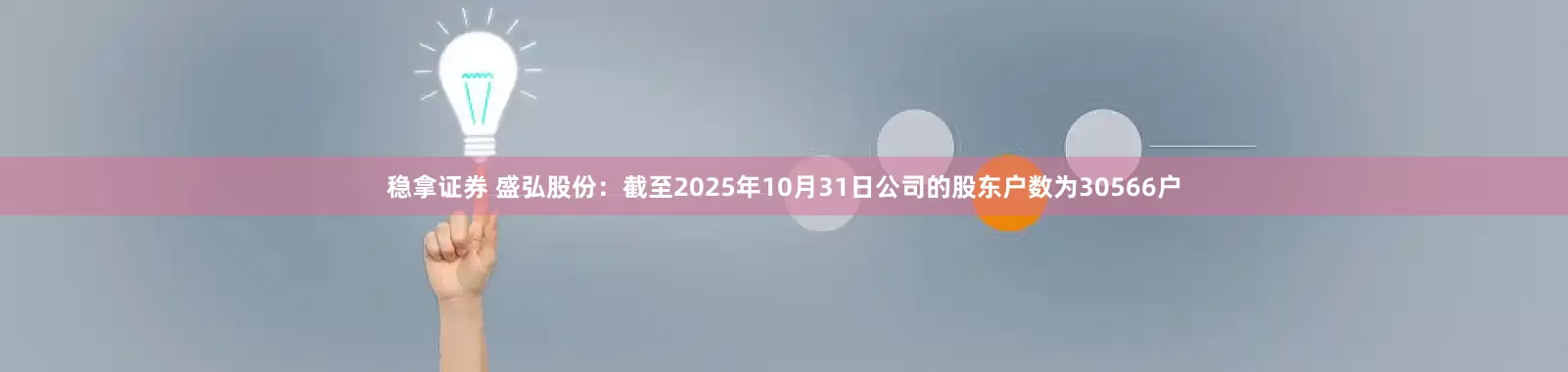 稳拿证券 盛弘股份：截至2025年10月31日公司的股东户数为30566户